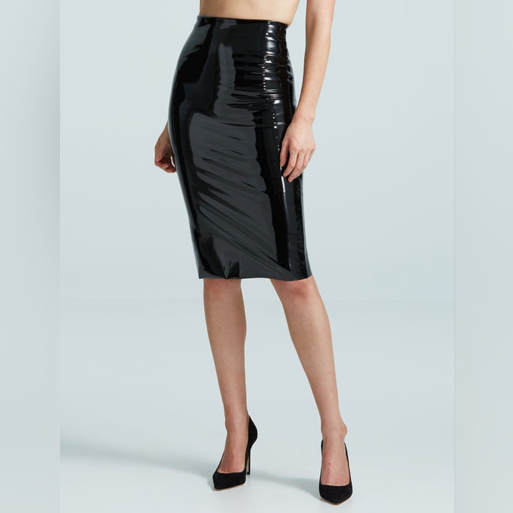 Commando faux patent leather midi skirt